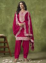 Pv Chanderi Hot Pink Wedding Wear Embroidery Work Designer Salwar Suit